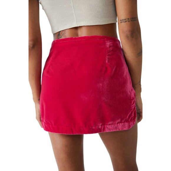 HP 🎉 NWT Free People Annalise Velvet Skirt in Pink Phenom - Picture 4 of 10
